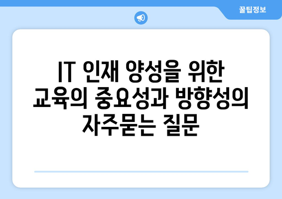 IT 인재 양성을 위한 교육의 중요성과 방향성